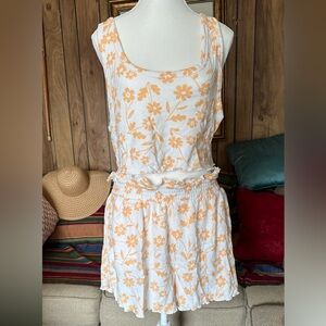 Floral Two-Piece Set in Orange and White